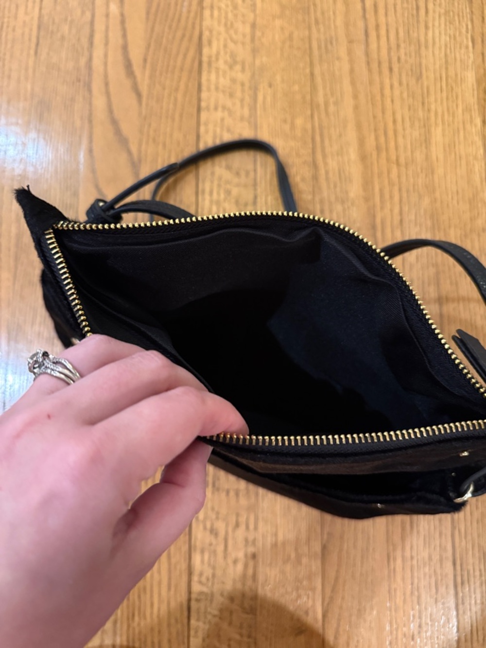 a new day Black Faux Fur Crossbody Bag with Gold Zip - Picture 5 of 5